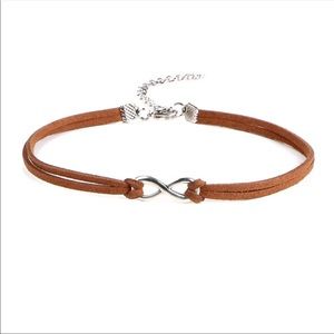 Double Strand, Brown Suede Infinity Choker